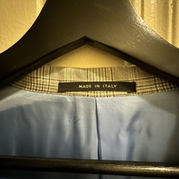 Isaia Sport Coat Mens 54EU/44US Cinnamon Green Sky Plaid AquaCashmere Blazer - Picture 4 of 14